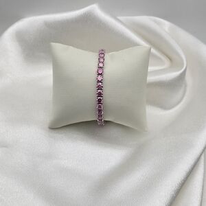 18k White Gold Over Sterling Silver 925 Pink Moissanite Gemstone Bracelet